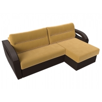 Угловой диван Форсайт (микровельвет жёлтый коричневый)  - Изображение 4